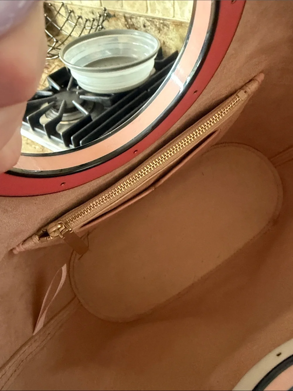 kate spade Colorblock Pink/tan Leather Shoulder Bag with Circular Handle